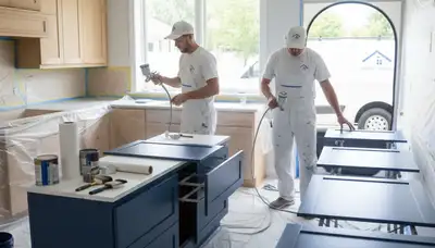 Professional cabinet painting in Durham NC by expert kitchen refinishing painters