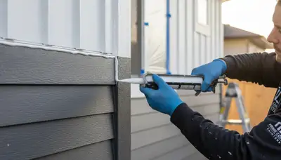 Professional caulking and sealing on Durham NC home exterior for weatherproof and energy-efficient finish