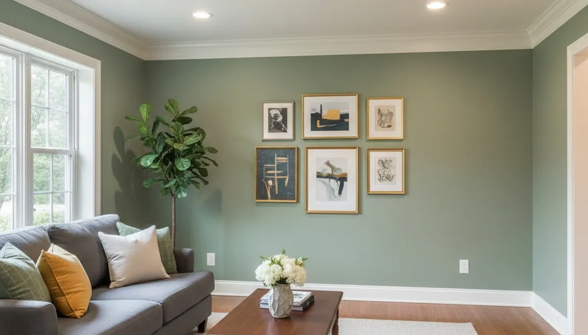 Freshly painted Durham, NC living room with smooth interior finishes by local house painters