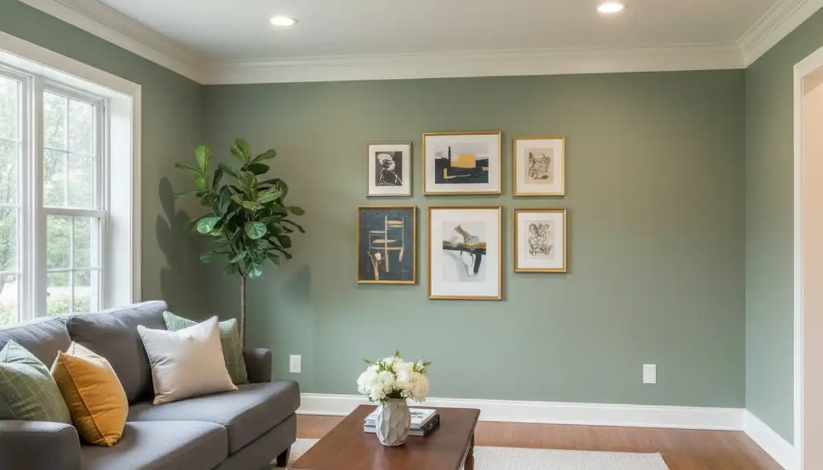 Freshly painted Durham, NC living room with smooth interior finishes by local house painters