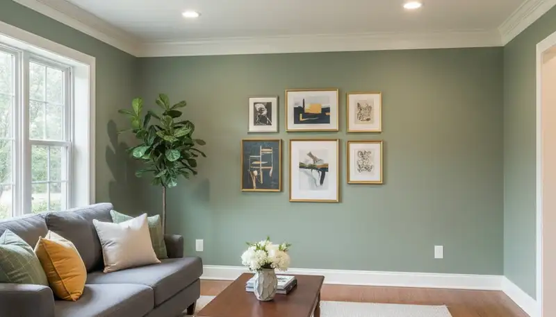 Freshly painted Durham, NC living room with smooth interior finishes by local house painters