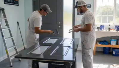 Professional door painting service in Durham, NC enhancing curb appeal and lasting finish