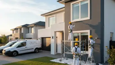 Professional exterior house painters applying weather-resistant coating in Durham, NC
