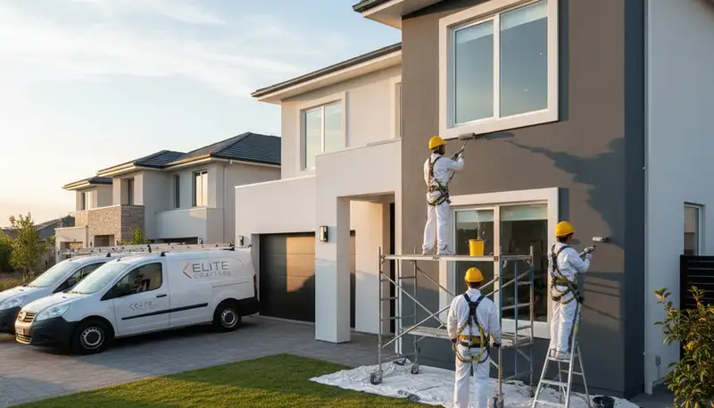 Professional exterior house painters applying weather-resistant coating in Durham, NC