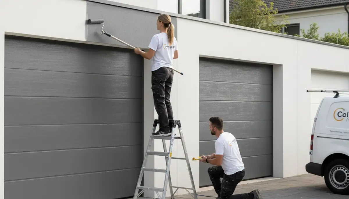 Professional garage door painting in Durham NC enhancing curb appeal with durable weatherproof finish