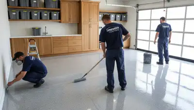 Durham NC epoxy garage floor coating by professional house painters for durable, polished finish