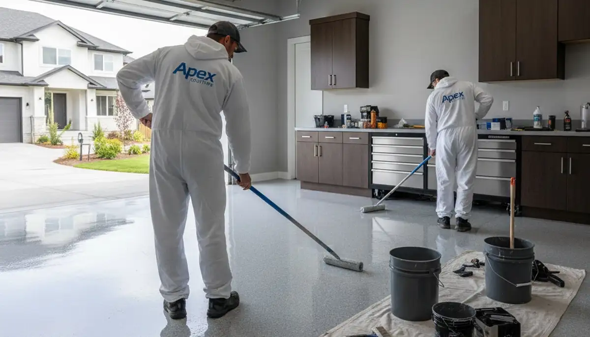 Professional garage floor epoxy coating in Durham NC by expert house painters