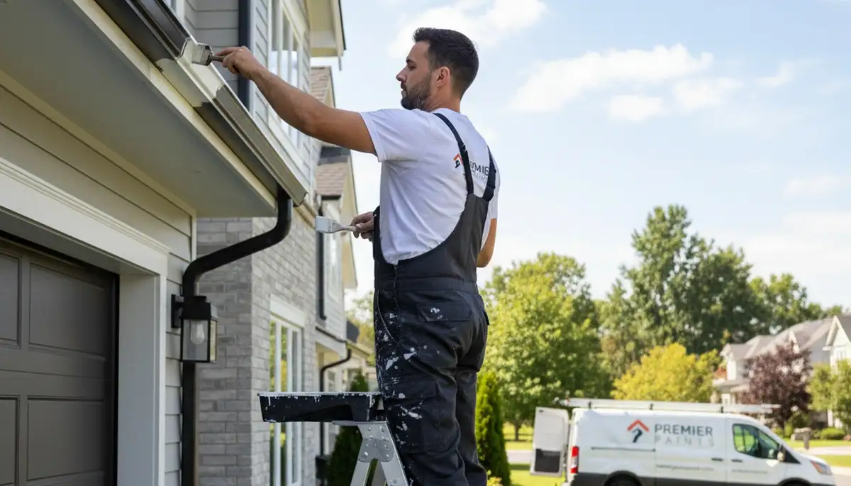 Professional gutter painting on a Durham NC home exterior by expert house painters