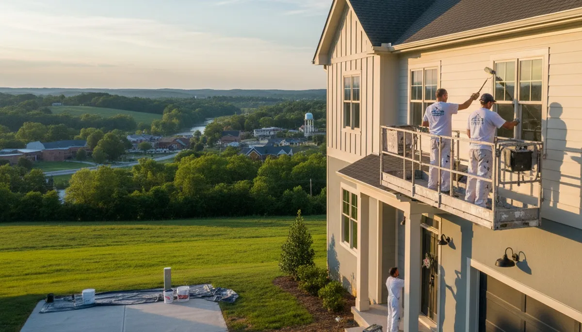 Professional house painters working on exterior home painting in Durham NC