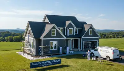 Professional house painters working on exterior home repaint in Durham, NC
