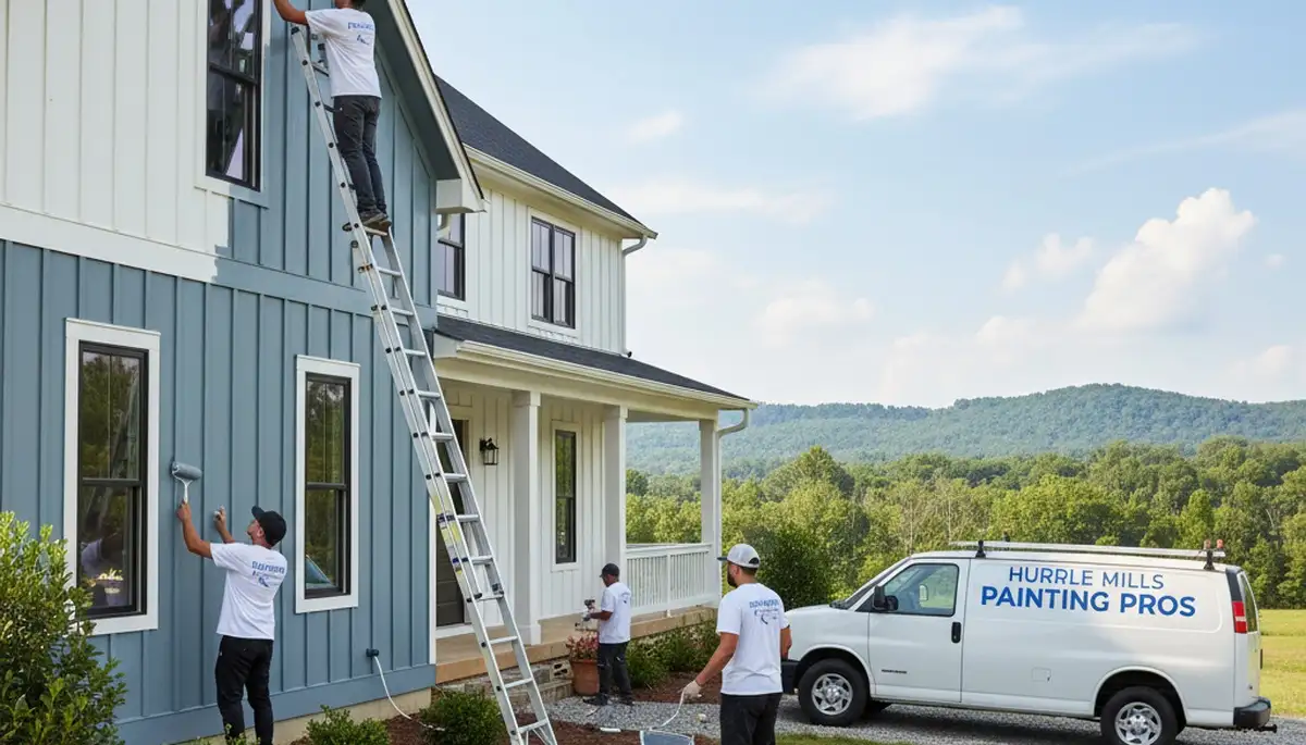 Professional house painters working on exterior home in Durham NC