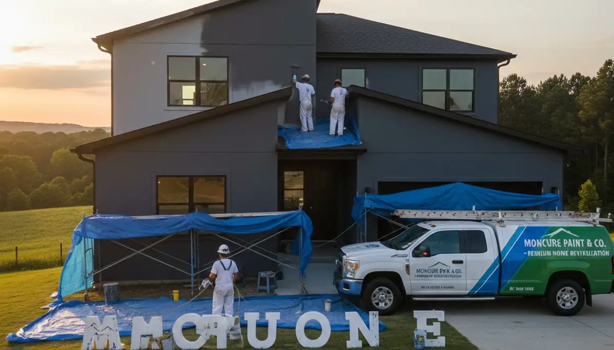Professional house painters working on home exterior in Durham, NC