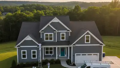 Professional house painters working on a Durham NC home exterior repaint project