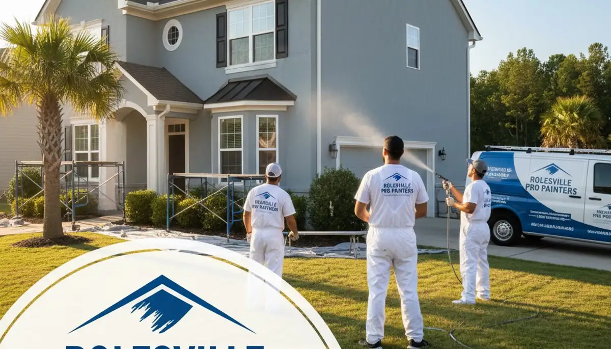 Professional house painters working on residential exterior in Durham, NC