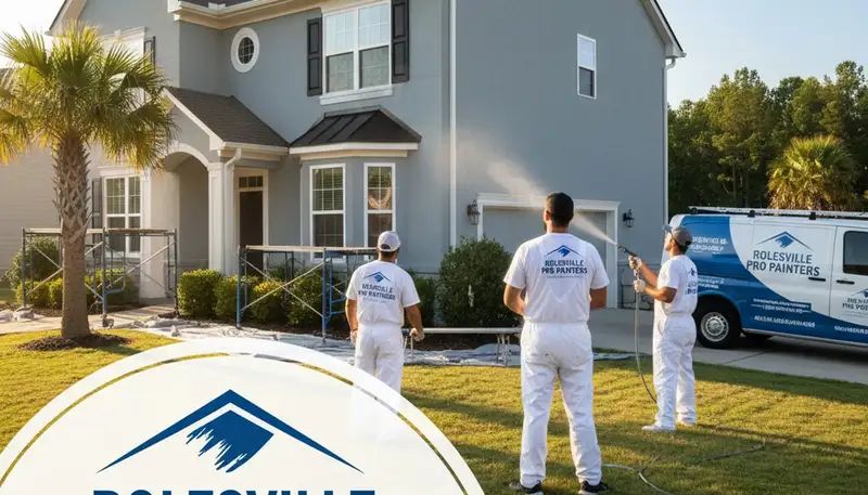 Professional house painters working on residential exterior in Durham, NC