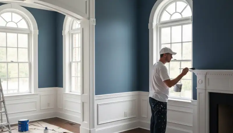 Professional interior trim painting with crisp edges in a Durham, NC home by expert house painters