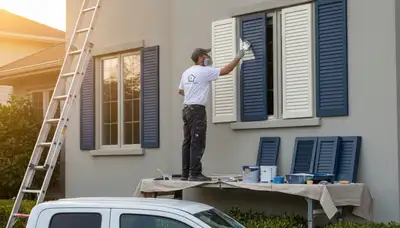 Professional shutter painting on Durham NC home with fresh weather-resistant finish