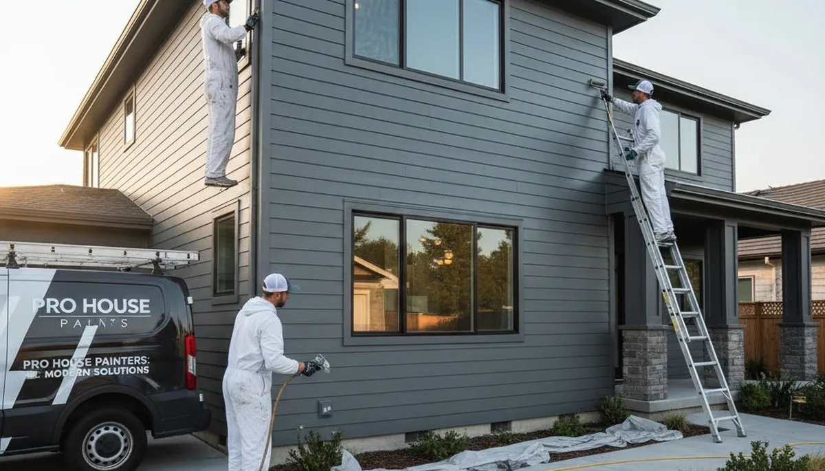 Professional siding painting on Durham NC home exterior by expert local painters