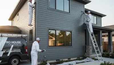 Professional siding painting on Durham NC home exterior by expert local painters