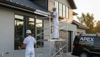 Professional trim and fascia painting on Durham NC home by expert house painters