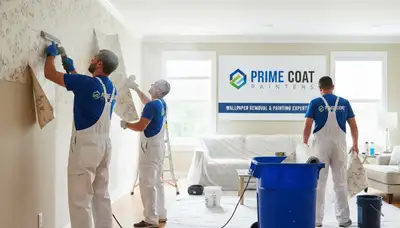 Professional wallpaper removal service in Durham, NC preparing walls for fresh interior painting